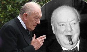 Sir Michael Gambon,74,smokes a cigarette whilst on set of ìSecret Churchillî in London. The ITV drama follows the story of a nurse guiding the ailing Churchill back to health during his final years in power at his Kent home. Set in the summer of 1953, it is based on book, The Churchill Secret: KBO, by Jonathan Smith, which tells the story of the PM's secret stroke. Credit Byline:Eagle Eyes_Exclusive. 28/6/2015